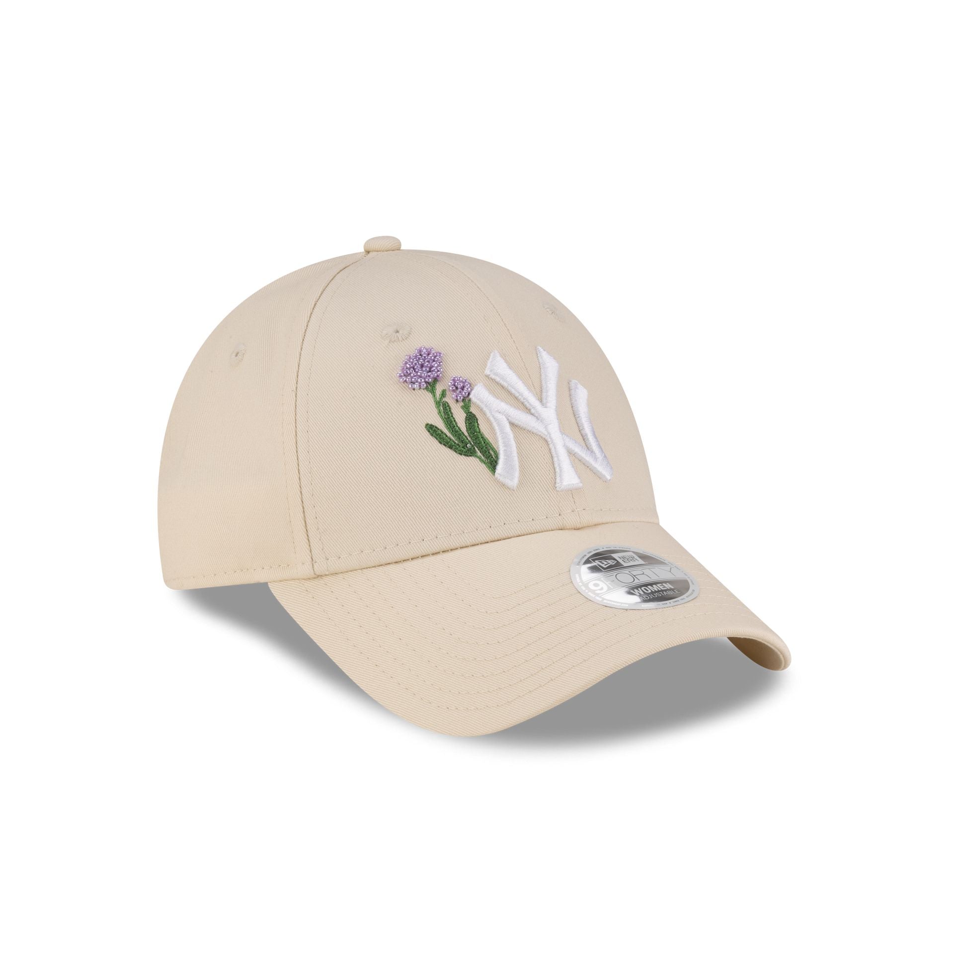 New York Yankees Beaded Floral Cream Women's 9FORTY Adjustable Hat