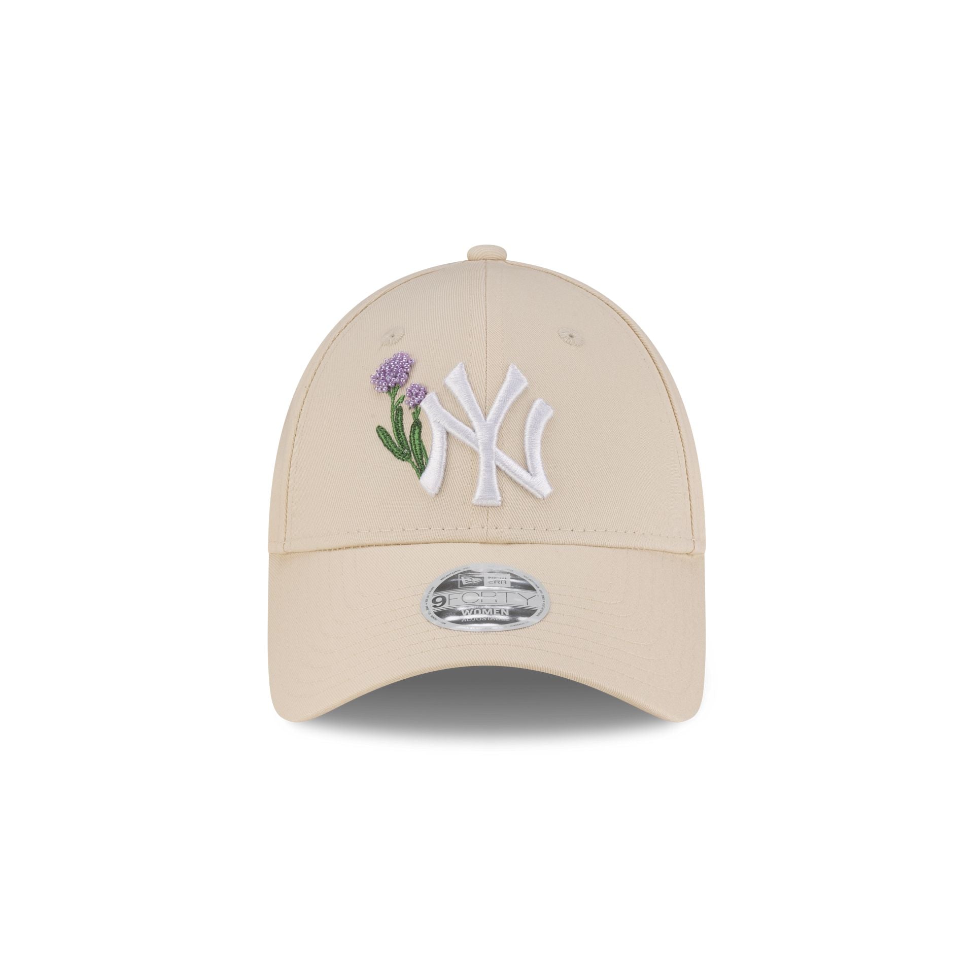 New York Yankees Beaded Floral Cream Women's 9FORTY Adjustable Hat