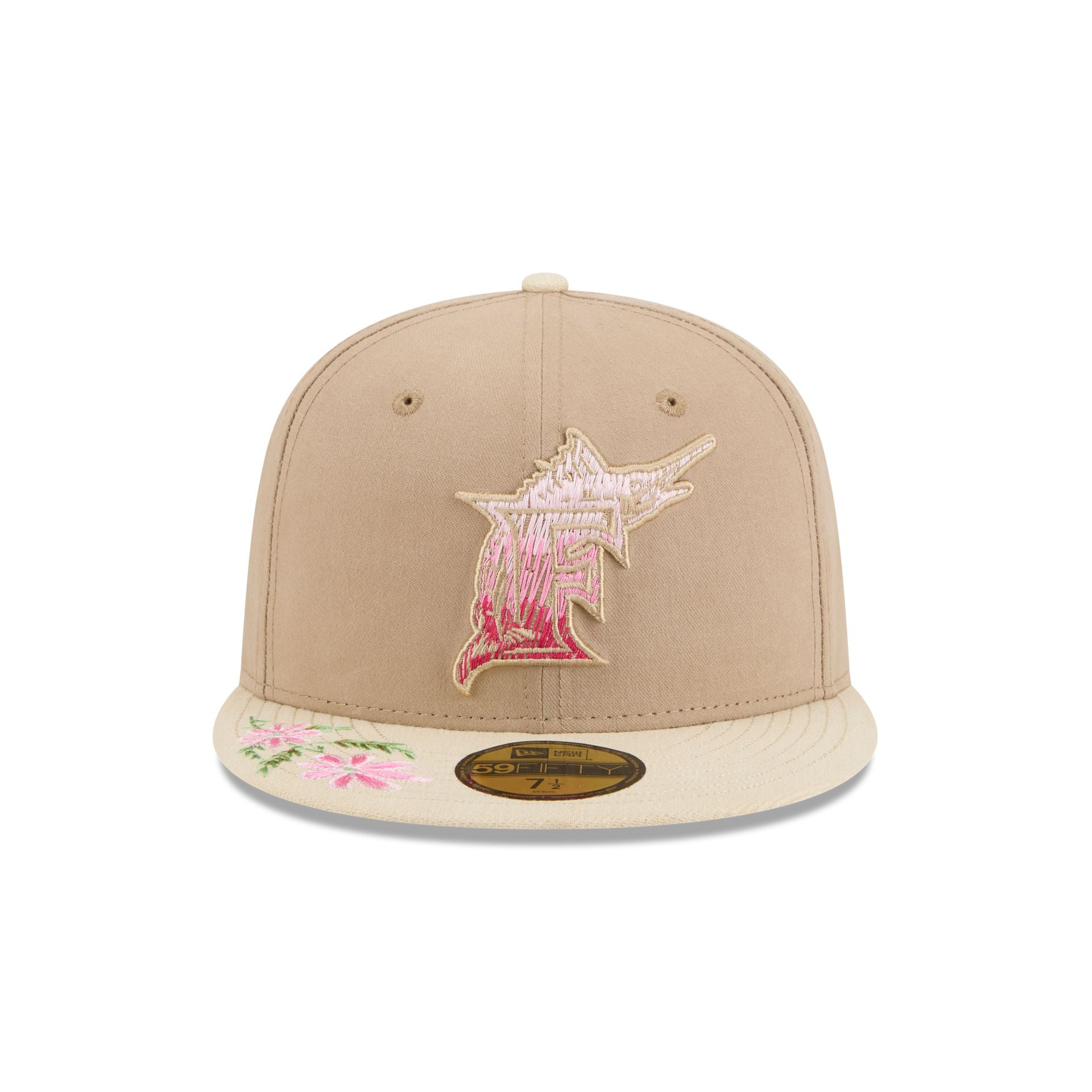 Miami Marlins Hand Stitched Floral 59FIFTY Fitted Hat