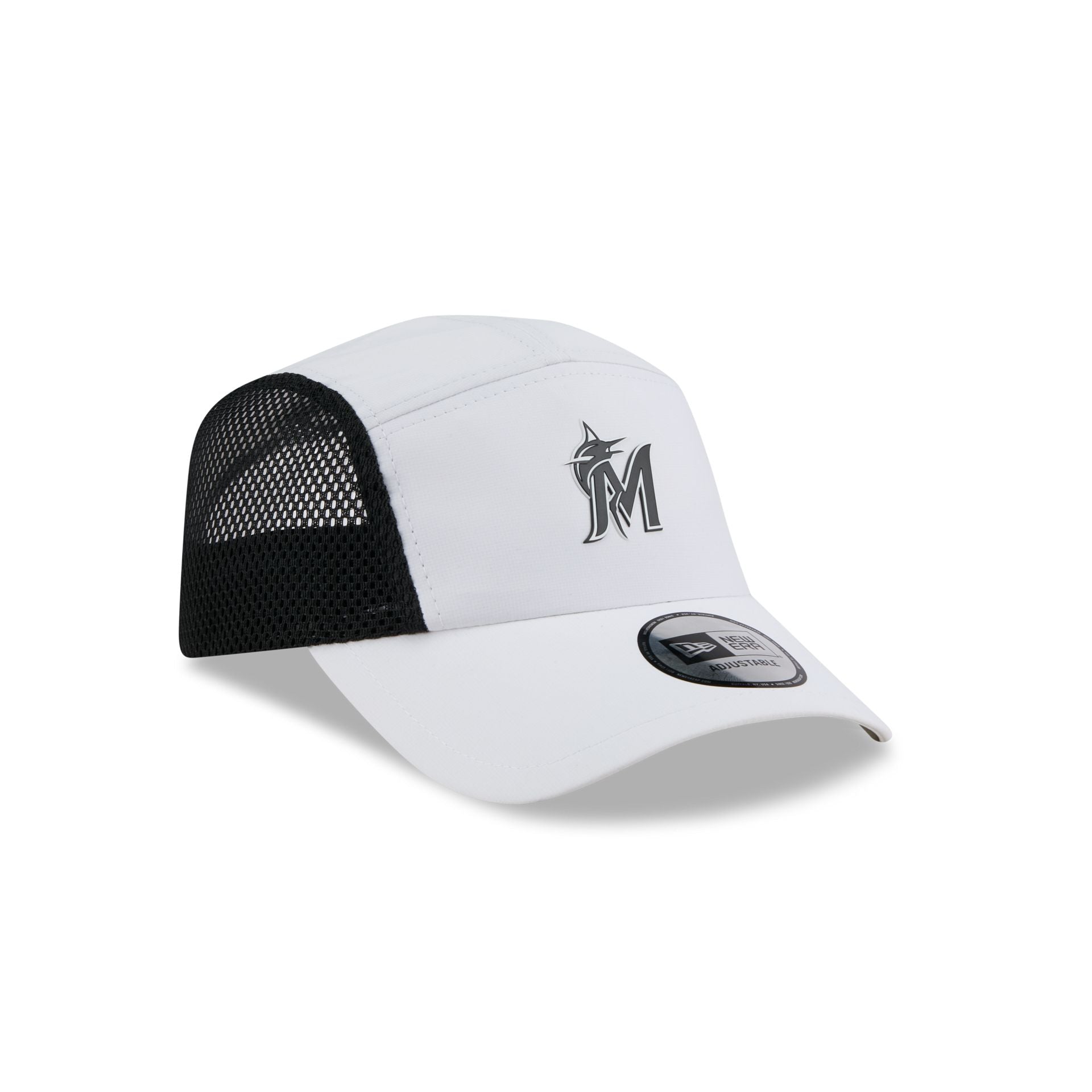 Miami Marlins White Poly Runner Adjustable Hat