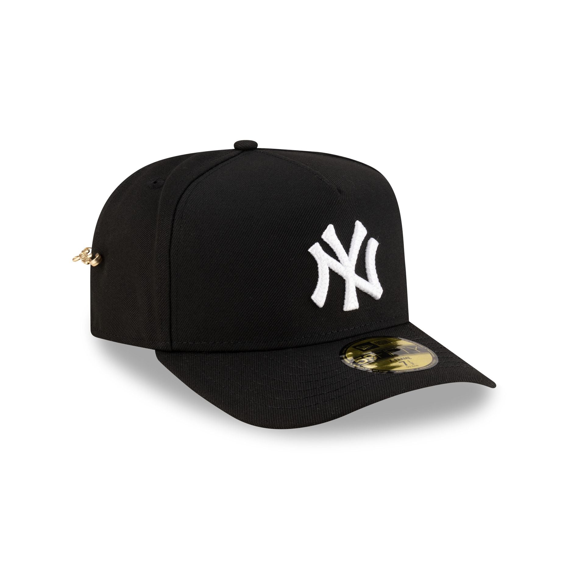 New York Yankees Black Script Safety Pin 59FIFTY A-Frame Fitted Hat