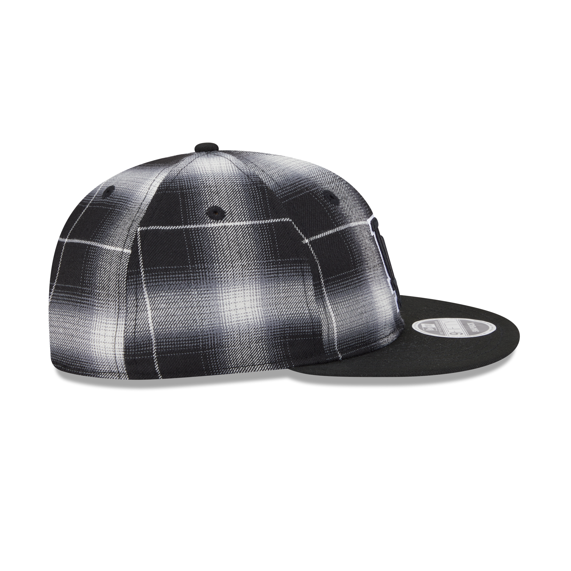 Los Angeles Dodgers Black and White Plaid Retro Crown 9FIFTY Snapback Hat