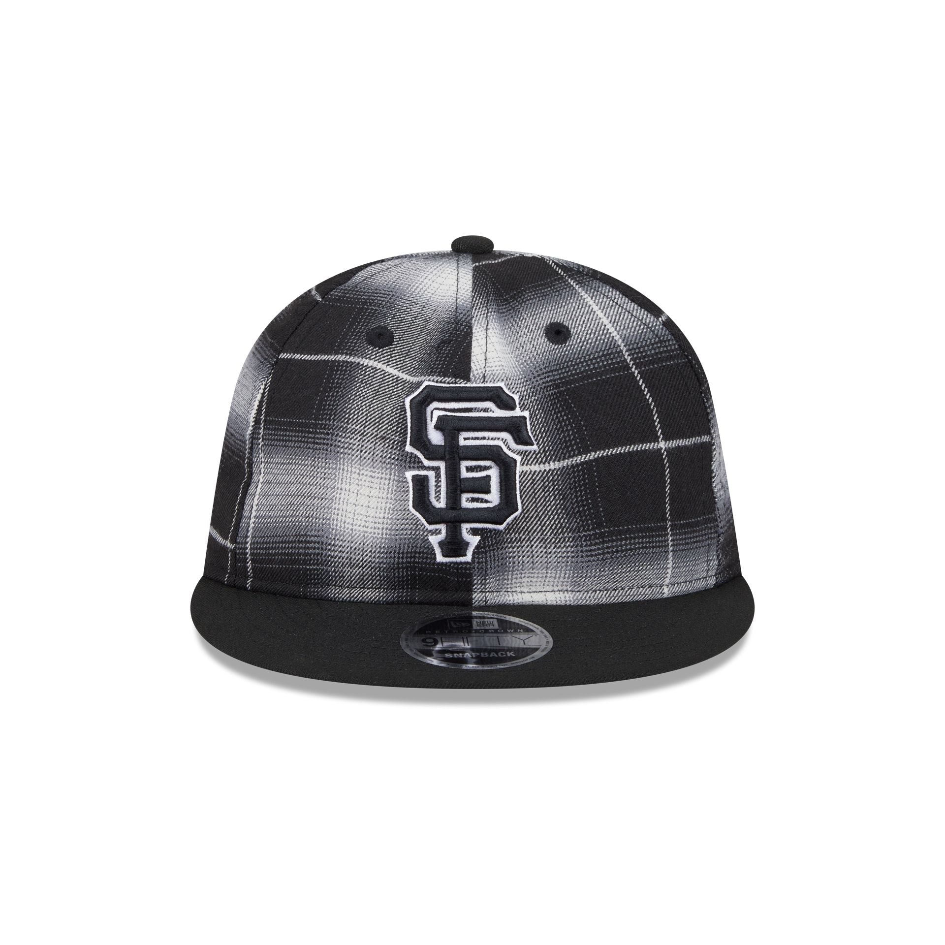 San Francisco Giants Black and White Plaid Retro Crown 9FIFTY Snapback Hat