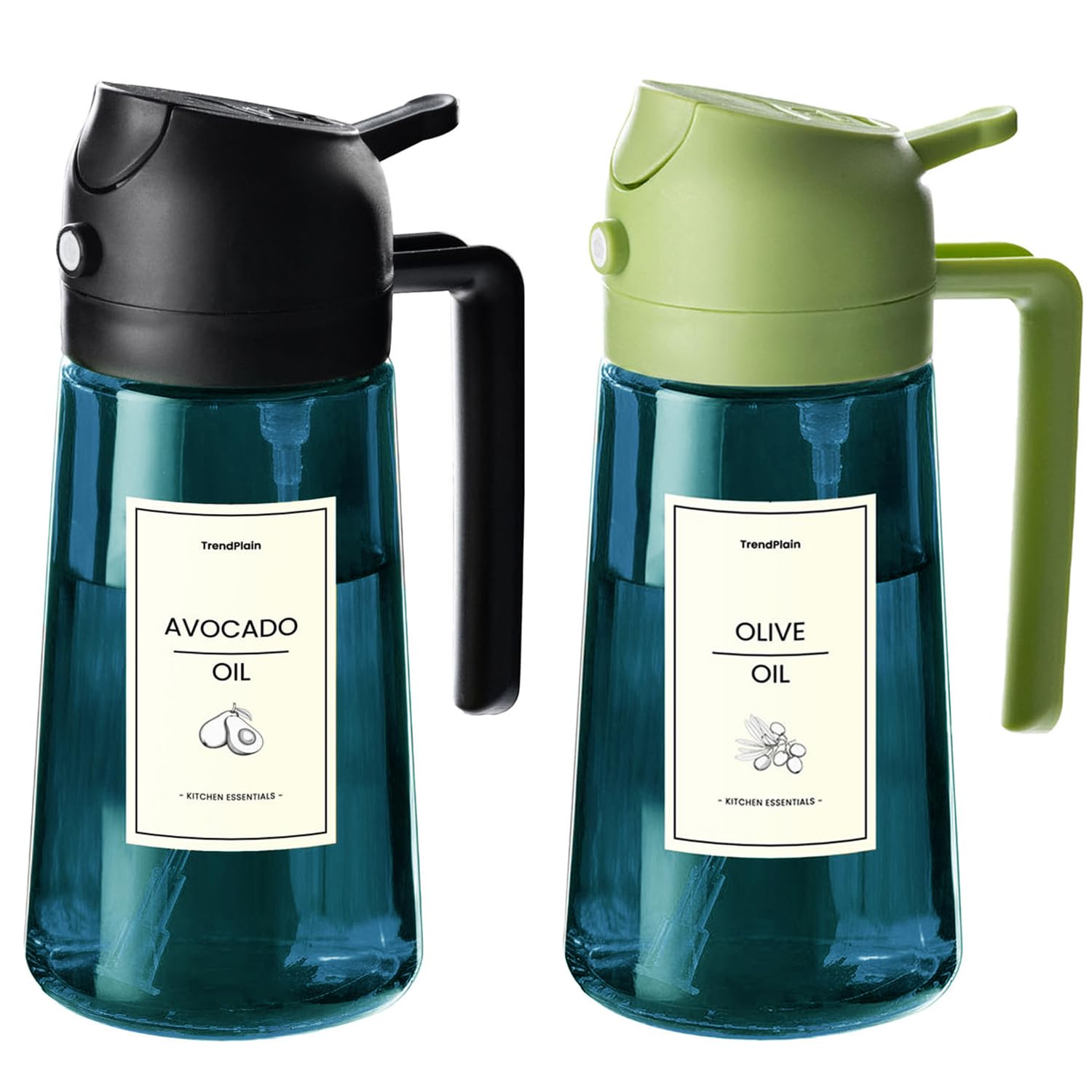 470ml Olive Oil Dispenser Bottle 2 in 1 Spray and Pour BPA Free Light Blocking Black Kitchen Dispenser