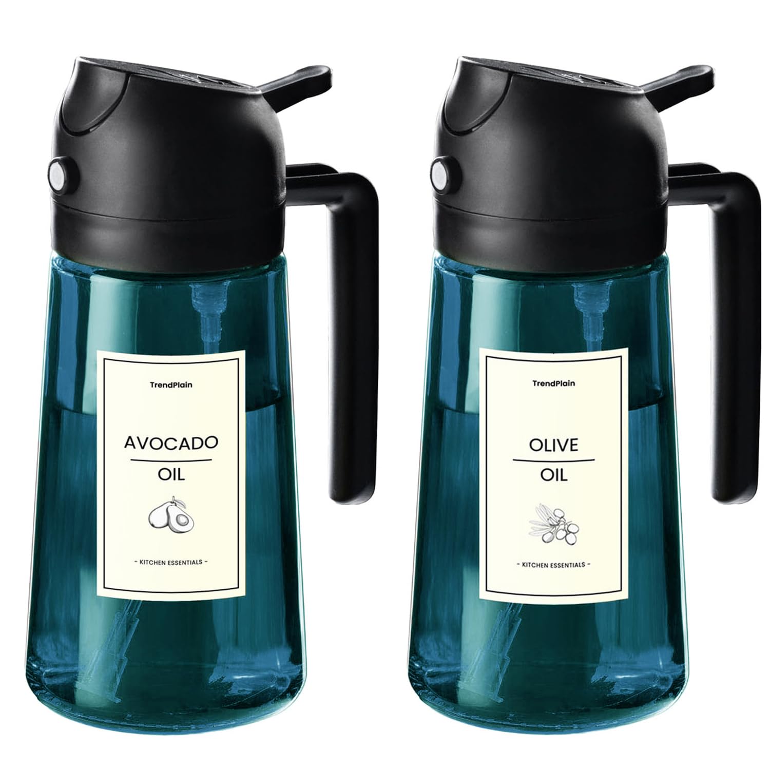 470ml Olive Oil Dispenser Bottle 2 in 1 Spray and Pour BPA Free Light Blocking Black Kitchen Dispenser