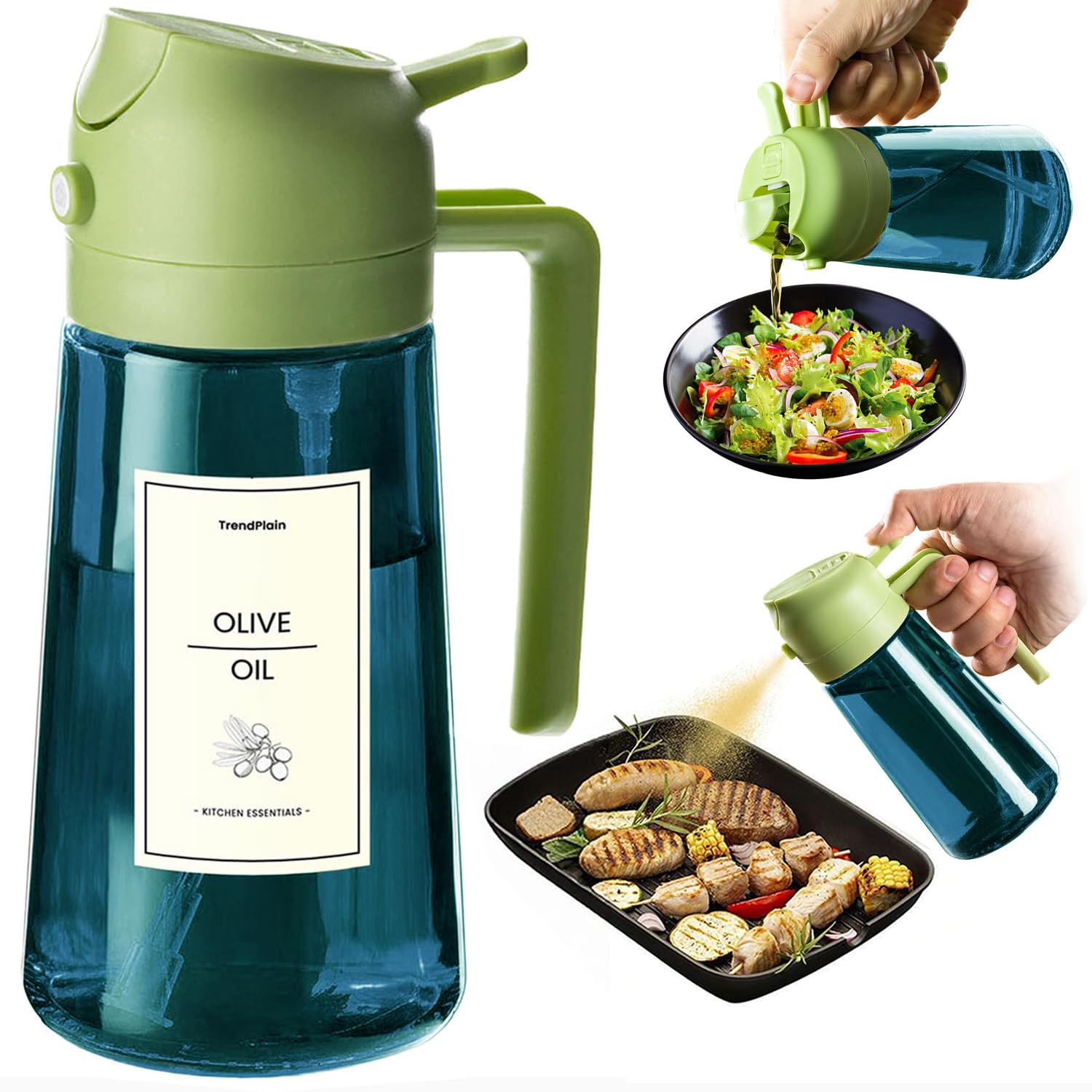 470ml Olive Oil Dispenser Bottle 2 in 1 Spray and Pour BPA Free Light Blocking Black Kitchen Dispenser
