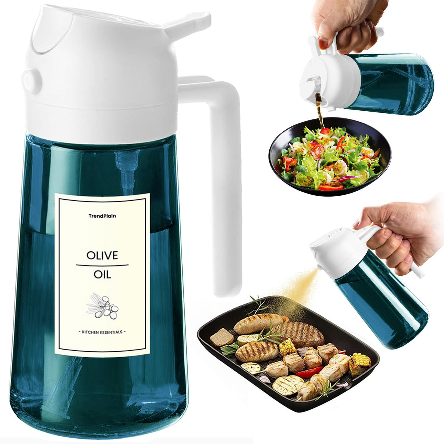 470ml Olive Oil Dispenser Bottle 2 in 1 Spray and Pour BPA Free Light Blocking Black Kitchen Dispenser