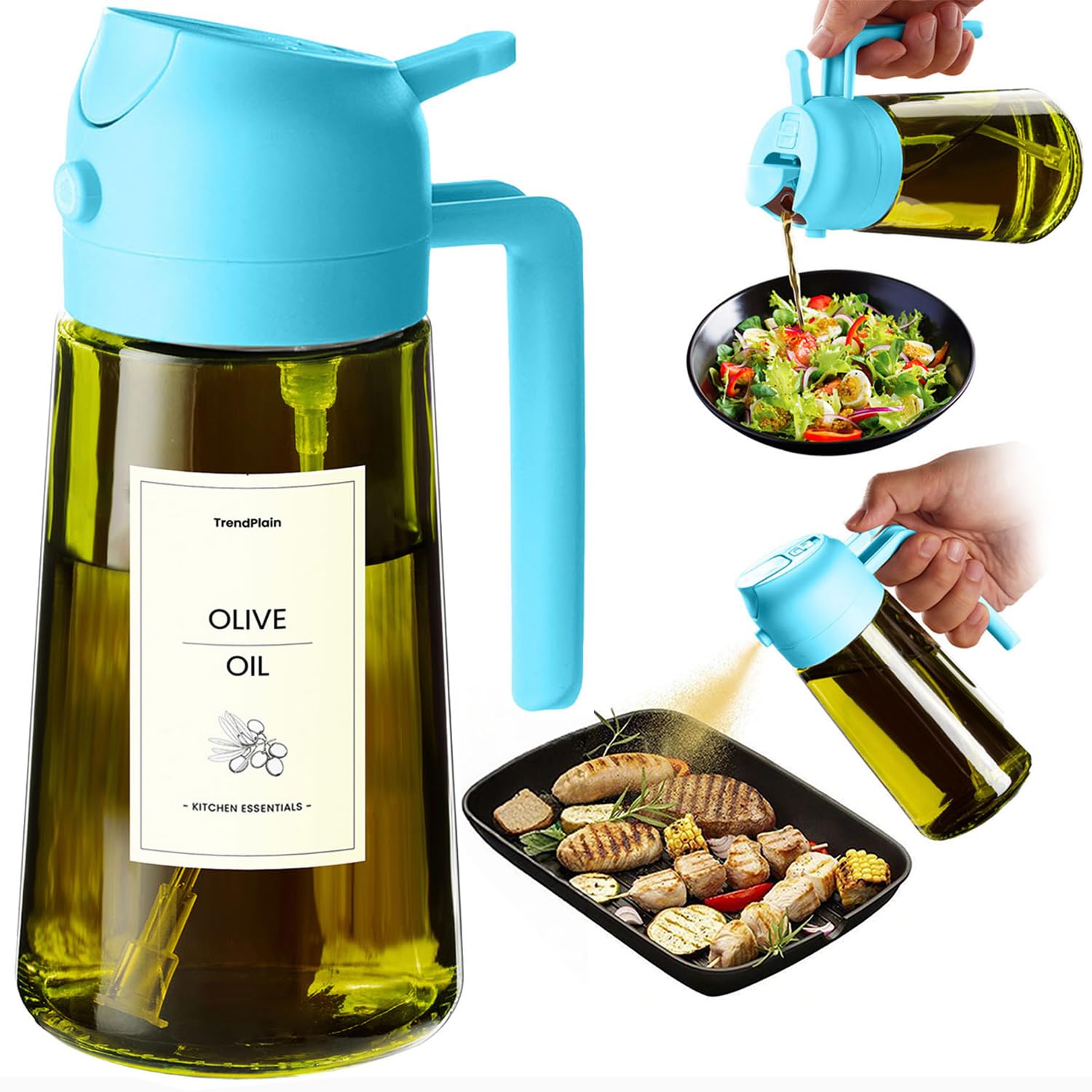 470ml Olive Oil Dispenser Bottle 2 in 1 Spray and Pour BPA Free Light Blocking Black Kitchen Dispenser
