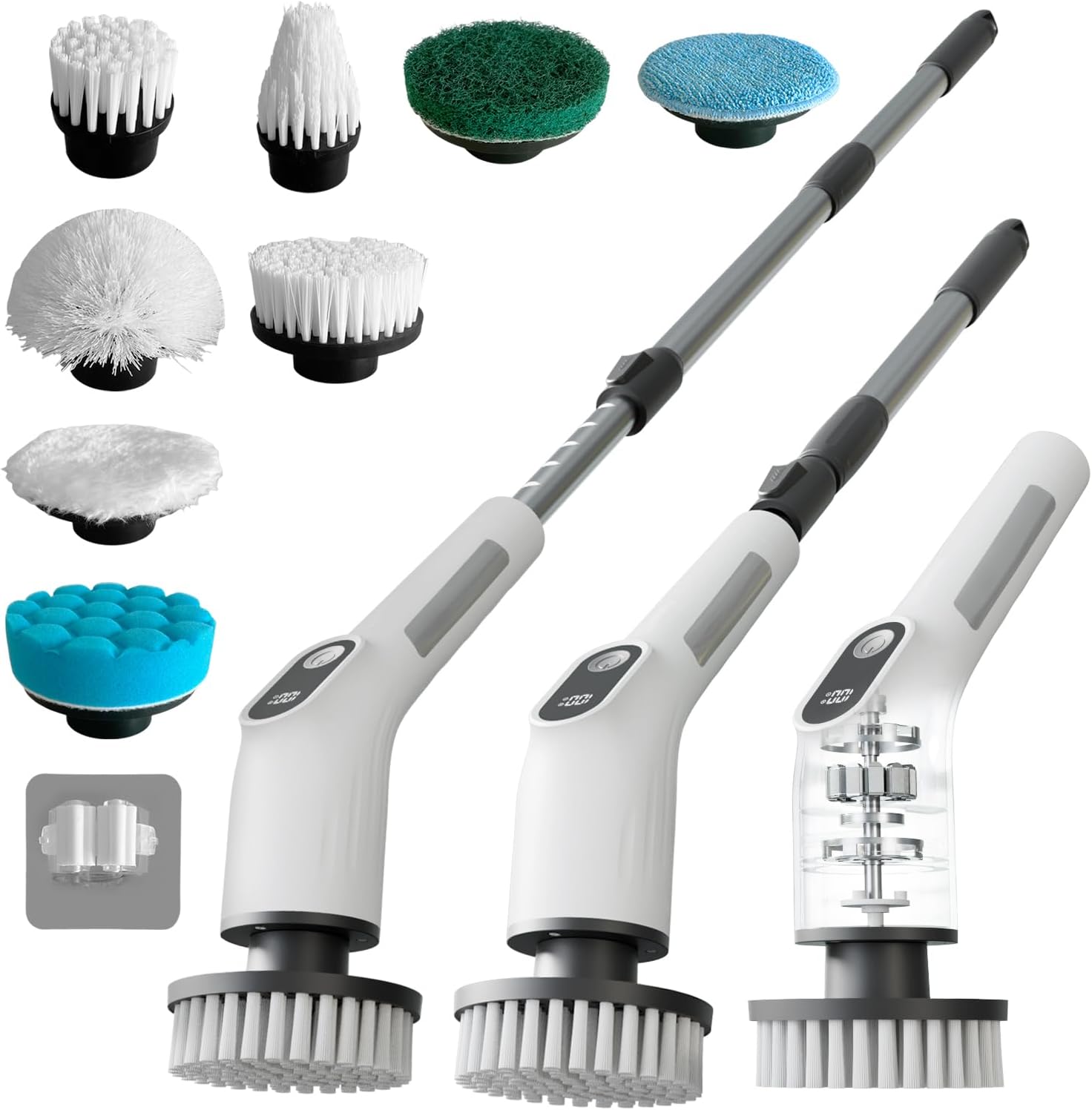 Electric Spin Scrubber 4000mAh Adjustable Handle 8 Brush Heads Bathroom Kitchen Floor Cleaner 380β500 RPM