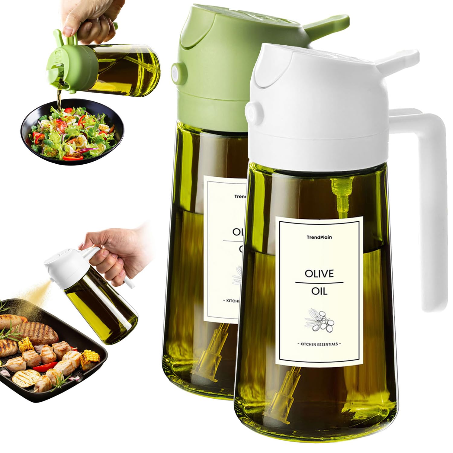 470ml Olive Oil Dispenser Bottle 2 in 1 Spray and Pour BPA Free Light Blocking Black Kitchen Dispenser
