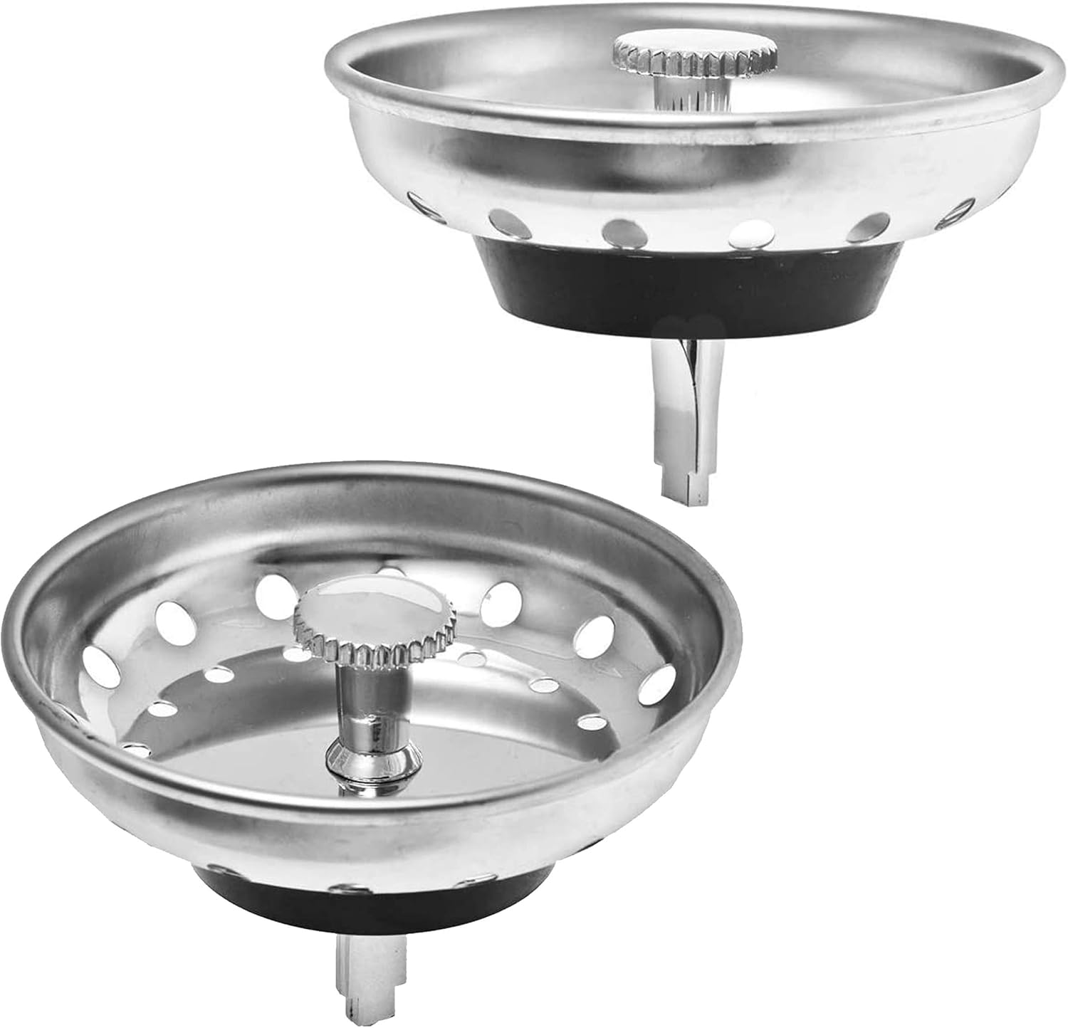 Kitchen Sink Strainer and Stopper Combo 2 Pack Stainless Steel Basket 3.5 Inch Drain Replacement with Rubber Stopper