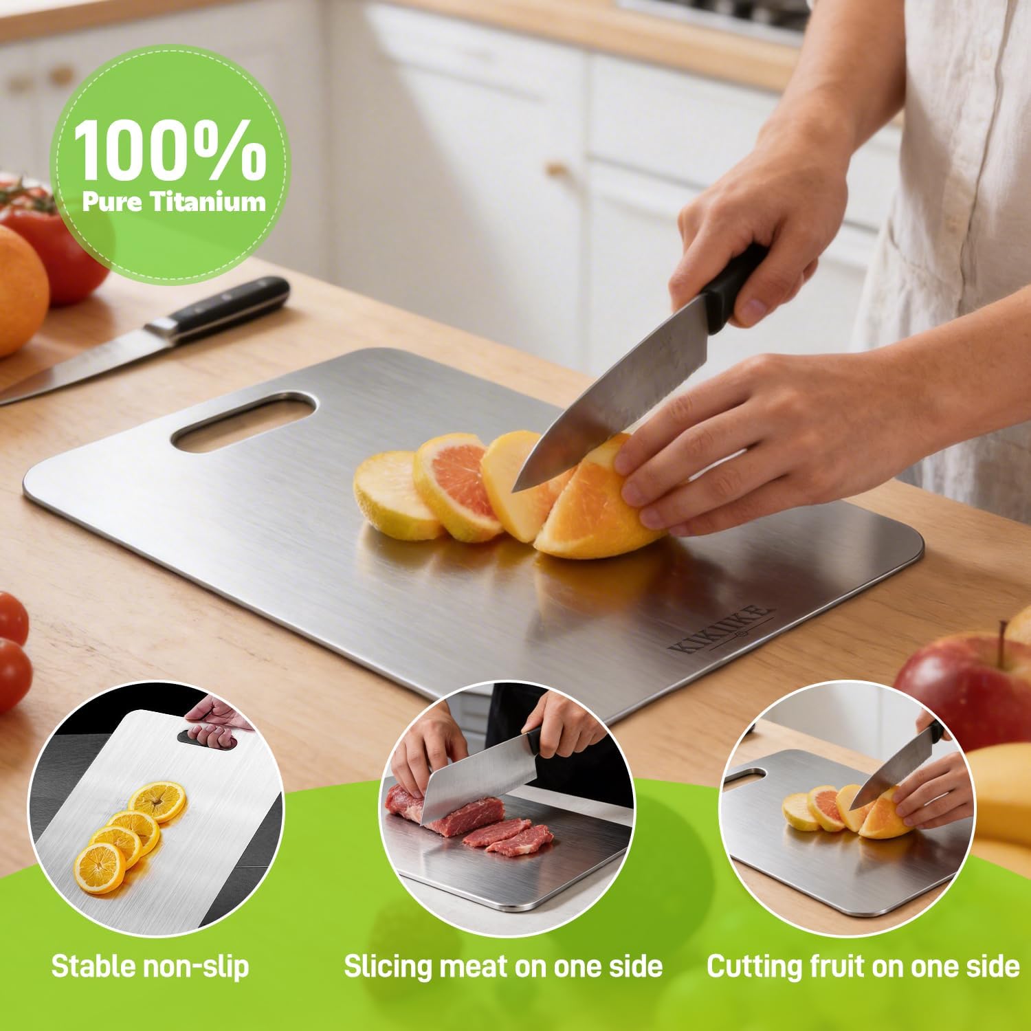 Titanium Cutting Board Double Sided Food Grade Non Stick Durable Easy Clean 13.3 x 9 Inch