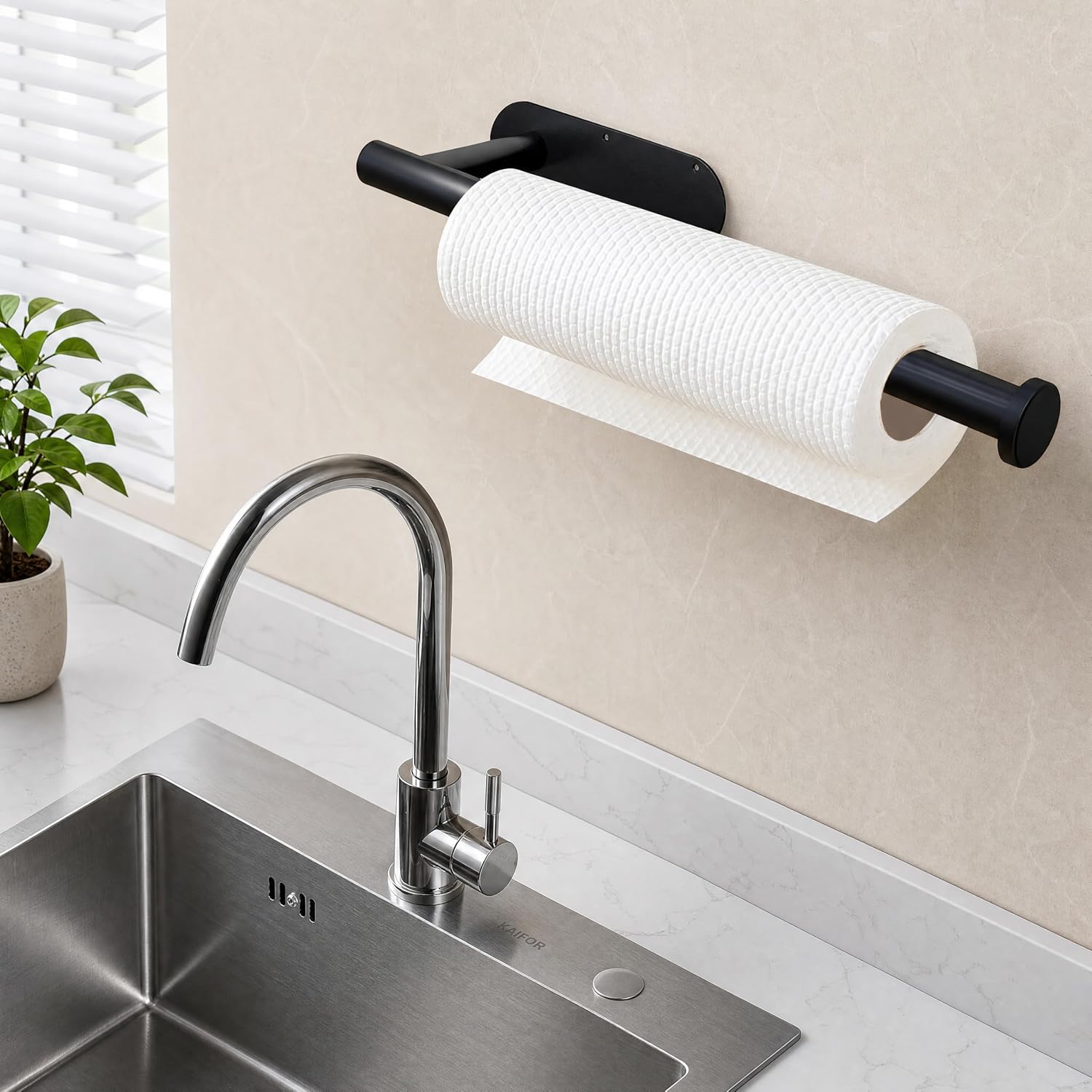 Paper Towel Holder Under Cabinet Wall Mount Self Adhesive SUS304 Stainless Steel 13 Inch