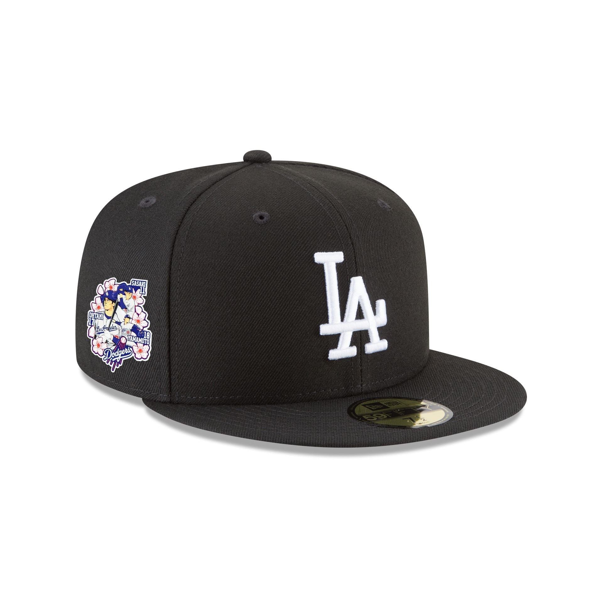 Los Angeles Dodgers Triple Player Side Patch Black 59FIFTY Fitted Hat