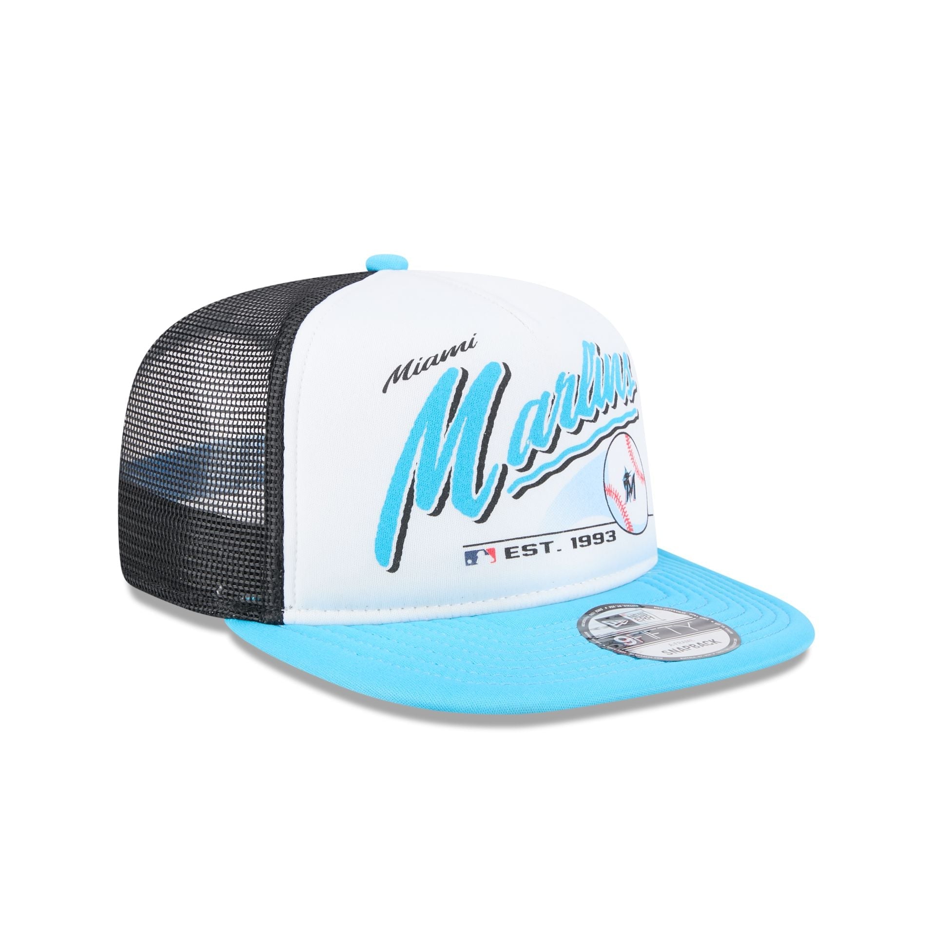 Miami Marlins Retro Script 9FIFTY A-Frame Trucker Hat