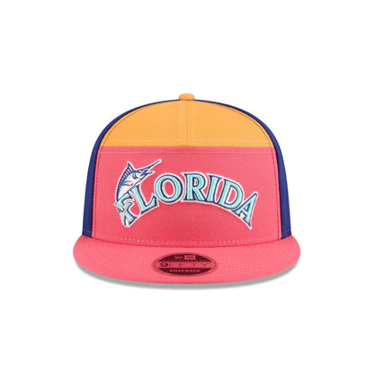 Miami Marlins Coral Split Panel 9FIFTY Snapback Hat
