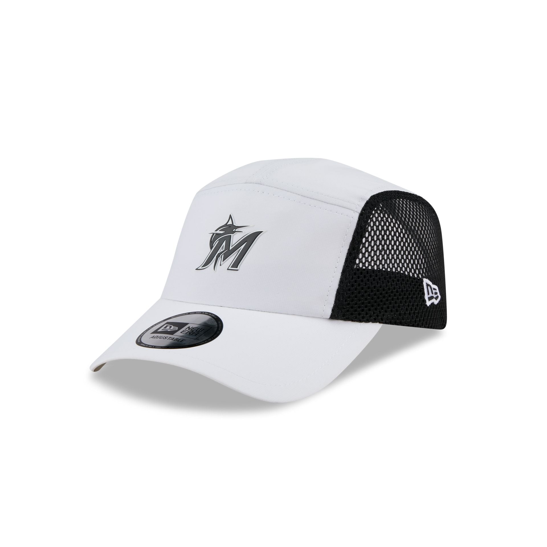 Miami Marlins White Poly Runner Adjustable Hat