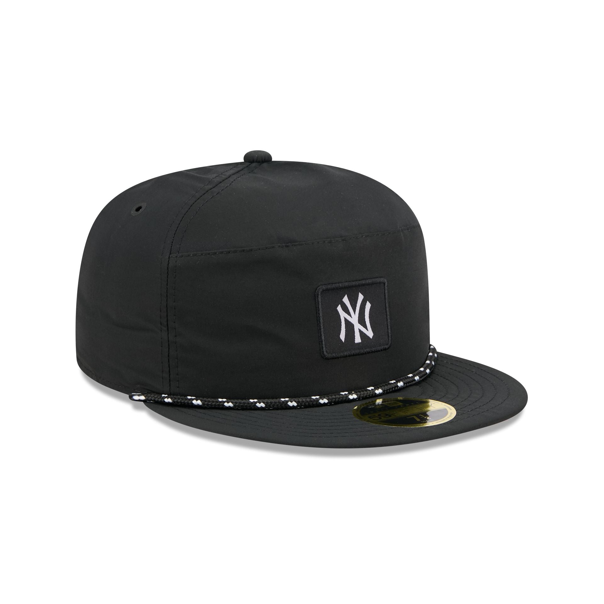 New York Yankees Black Poly Rope Split Panel 59FIFTY Fitted Hat