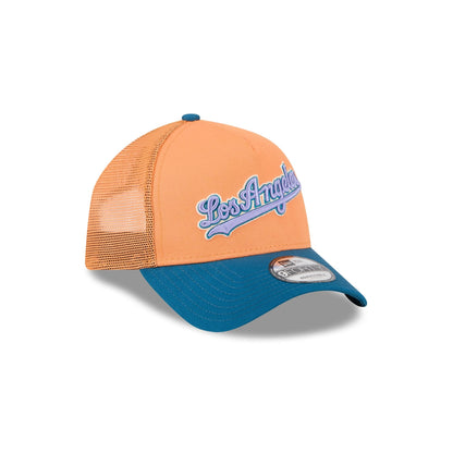 Los Angeles Dodgers Orange Glaze 9FORTY A-Frame Trucker Hat