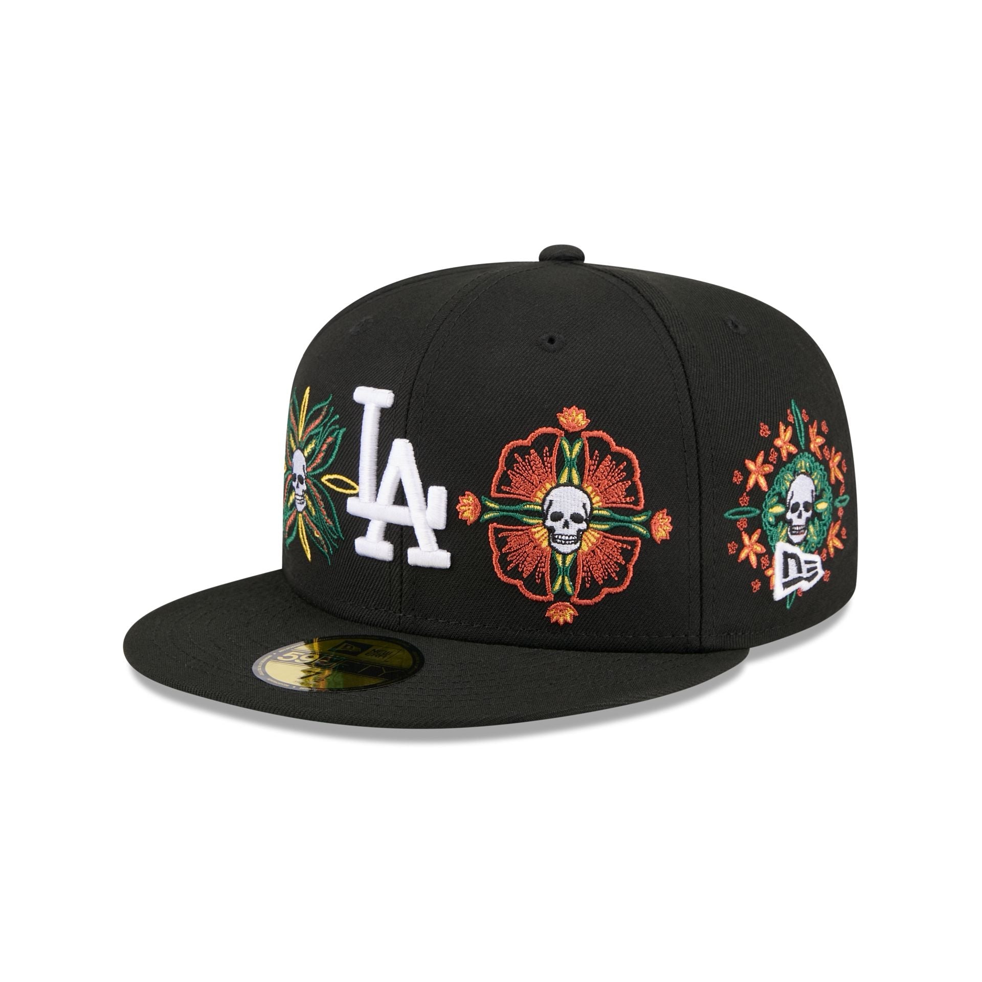Los Angeles Dodgers Day of the Dead Skull & Flowers 59FIFTY Fitted Hat