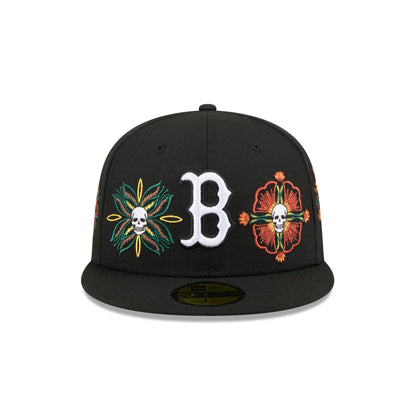 Boston Red Sox Day of the Dead Skull & Flowers 59FIFTY Fitted Hat