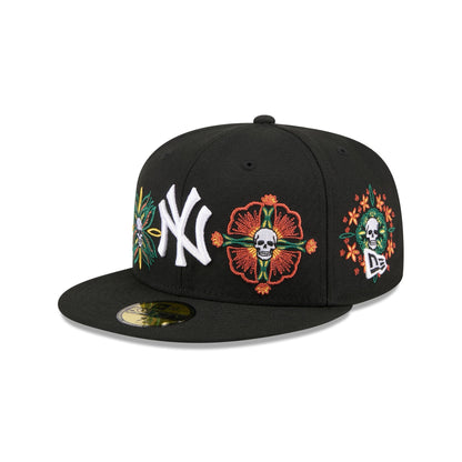 New York Yankees Day of the Dead Skull & Flowers 59FIFTY Fitted Hat