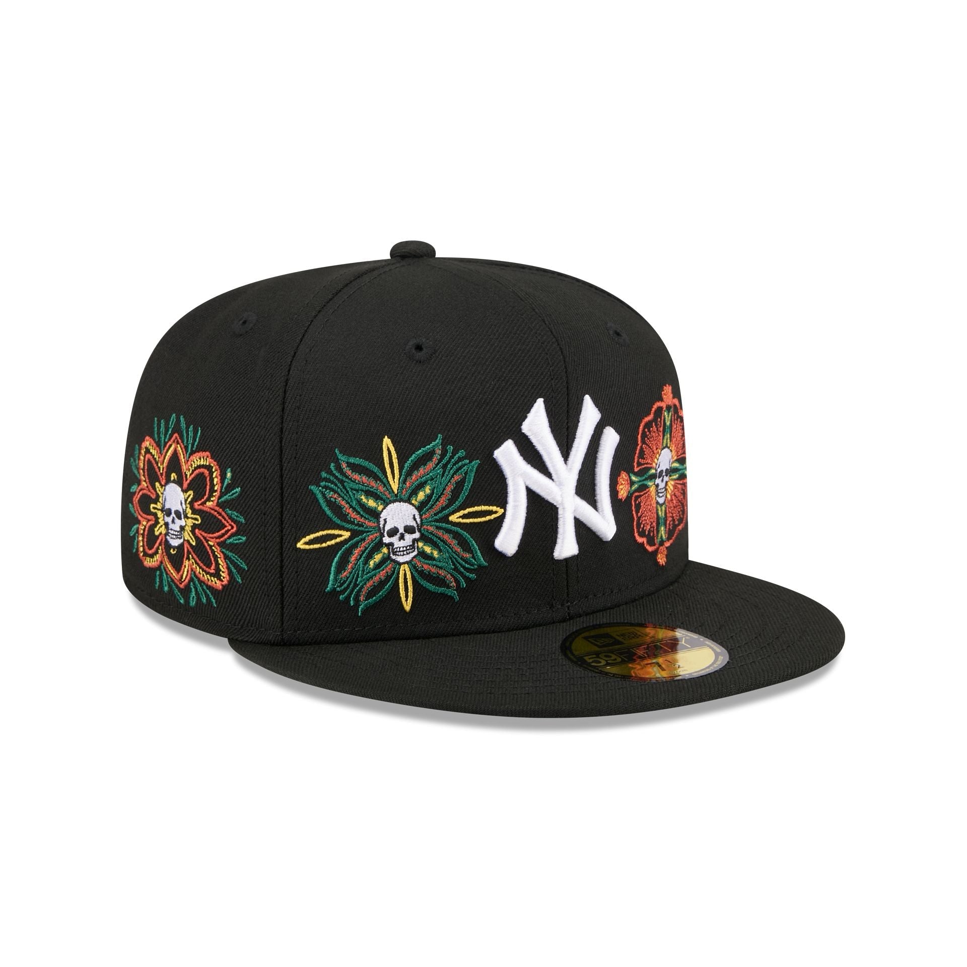 New York Yankees Day of the Dead Skull & Flowers 59FIFTY Fitted Hat