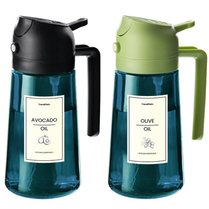 470ml Olive Oil Dispenser Bottle 2 in 1 Spray and Pour BPA Free Light Blocking Black Kitchen Dispenser