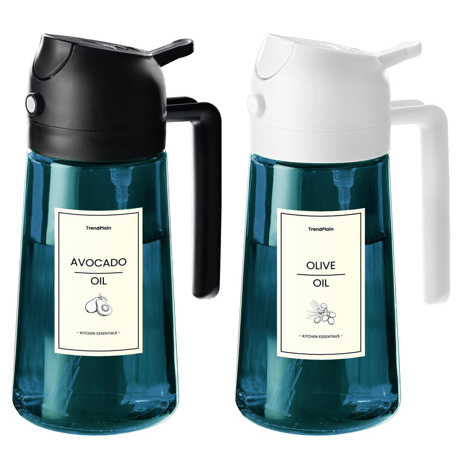 470ml Olive Oil Dispenser Bottle 2 in 1 Spray and Pour BPA Free Light Blocking Black Kitchen Dispenser