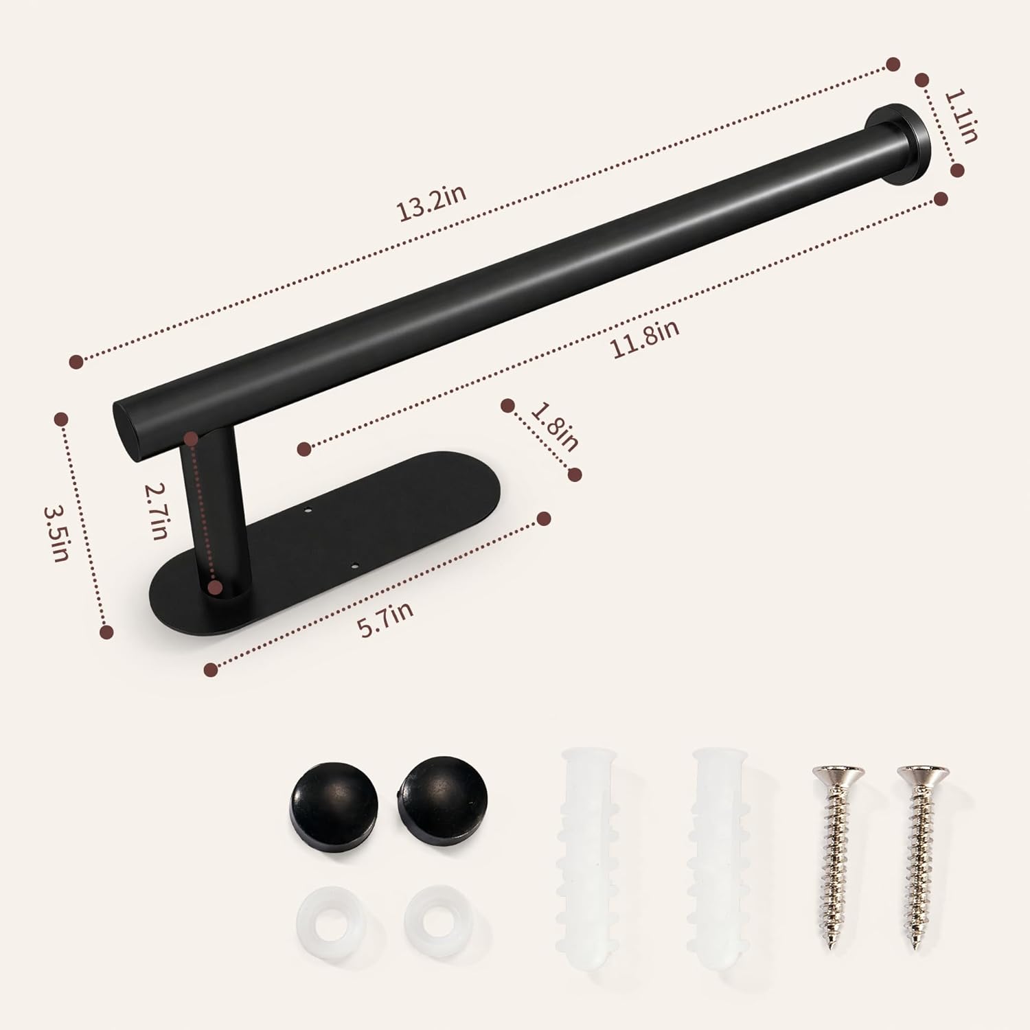Paper Towel Holder Under Cabinet Wall Mount Self Adhesive SUS304 Stainless Steel 13 Inch