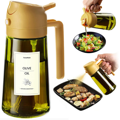 470ml Olive Oil Dispenser Bottle 2 in 1 Spray and Pour BPA Free Light Blocking Black Kitchen Dispenser