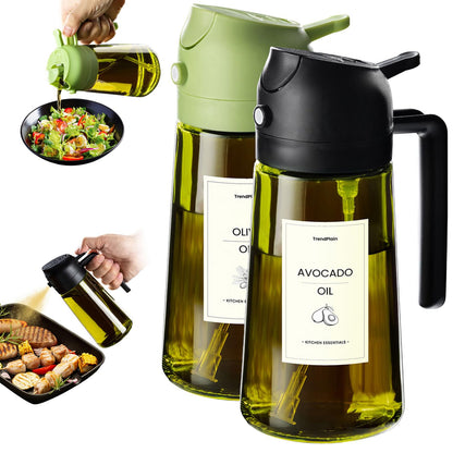 470ml Olive Oil Dispenser Bottle 2 in 1 Spray and Pour BPA Free Light Blocking Black Kitchen Dispenser