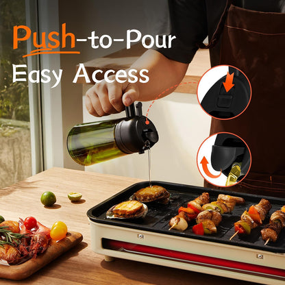 470ml Olive Oil Dispenser Bottle 2 in 1 Spray and Pour BPA Free Light Blocking Black Kitchen Dispenser
