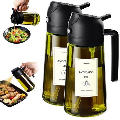 470ml Olive Oil Dispenser Bottle 2 in 1 Spray and Pour BPA Free Light Blocking Black Kitchen Dispenser