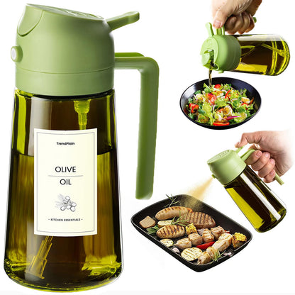 470ml Olive Oil Dispenser Bottle 2 in 1 Spray and Pour BPA Free Light Blocking Black Kitchen Dispenser