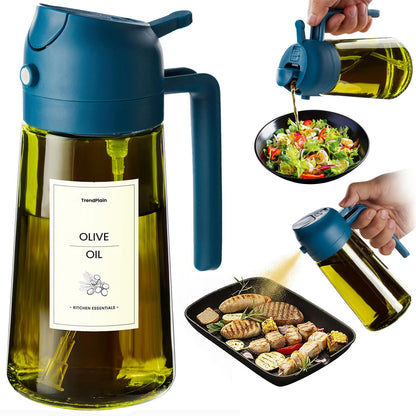 470ml Olive Oil Dispenser Bottle 2 in 1 Spray and Pour BPA Free Light Blocking Black Kitchen Dispenser