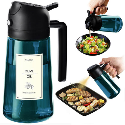 470ml Olive Oil Dispenser Bottle 2 in 1 Spray and Pour BPA Free Light Blocking Black Kitchen Dispenser