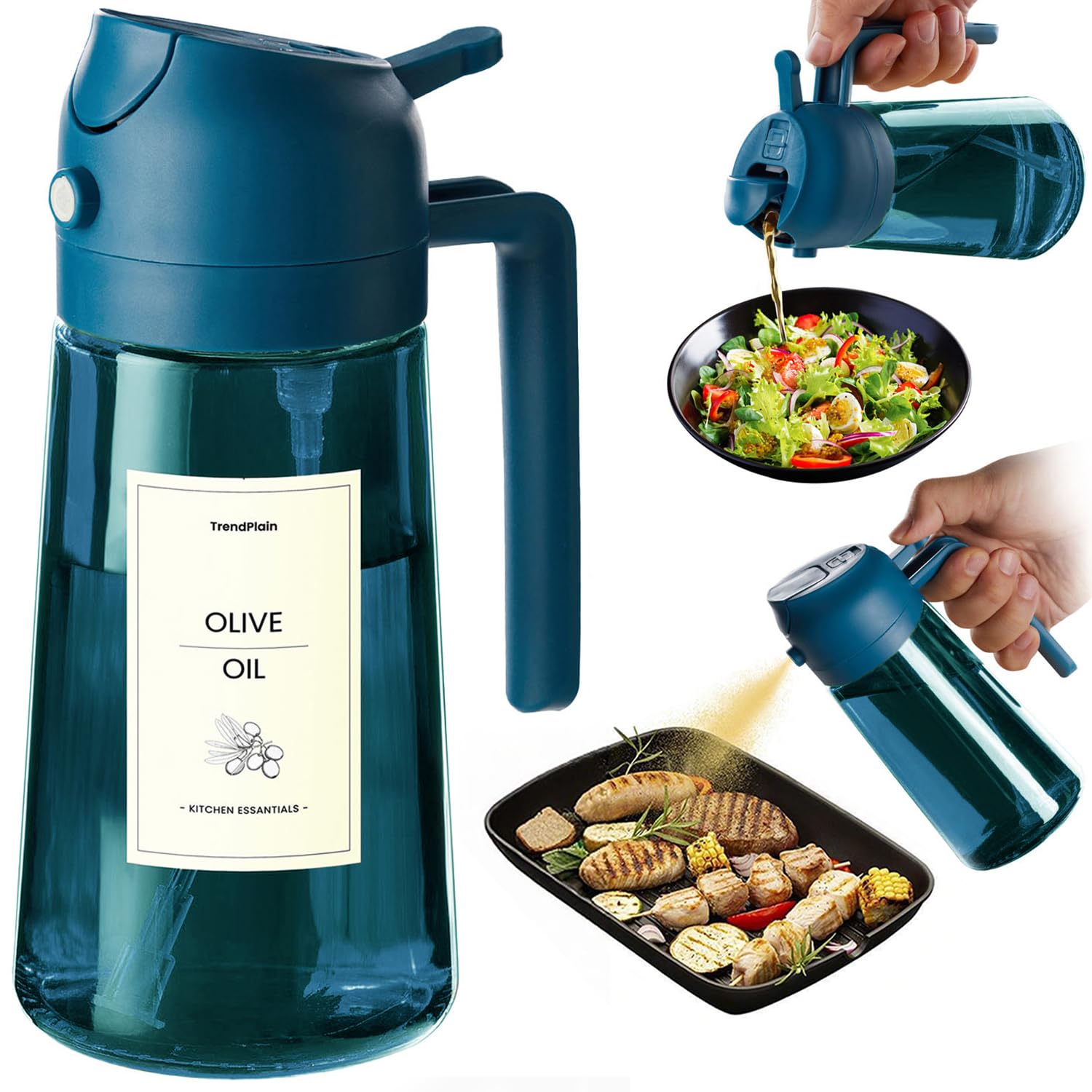 470ml Olive Oil Dispenser Bottle 2 in 1 Spray and Pour BPA Free Light Blocking Black Kitchen Dispenser