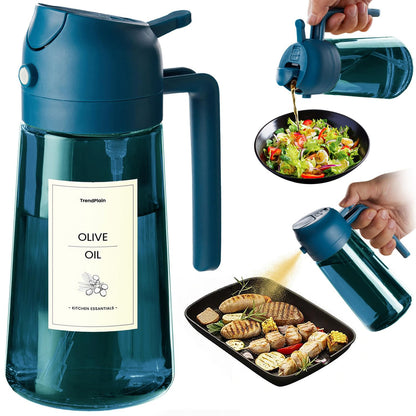 470ml Olive Oil Dispenser Bottle 2 in 1 Spray and Pour BPA Free Light Blocking Black Kitchen Dispenser