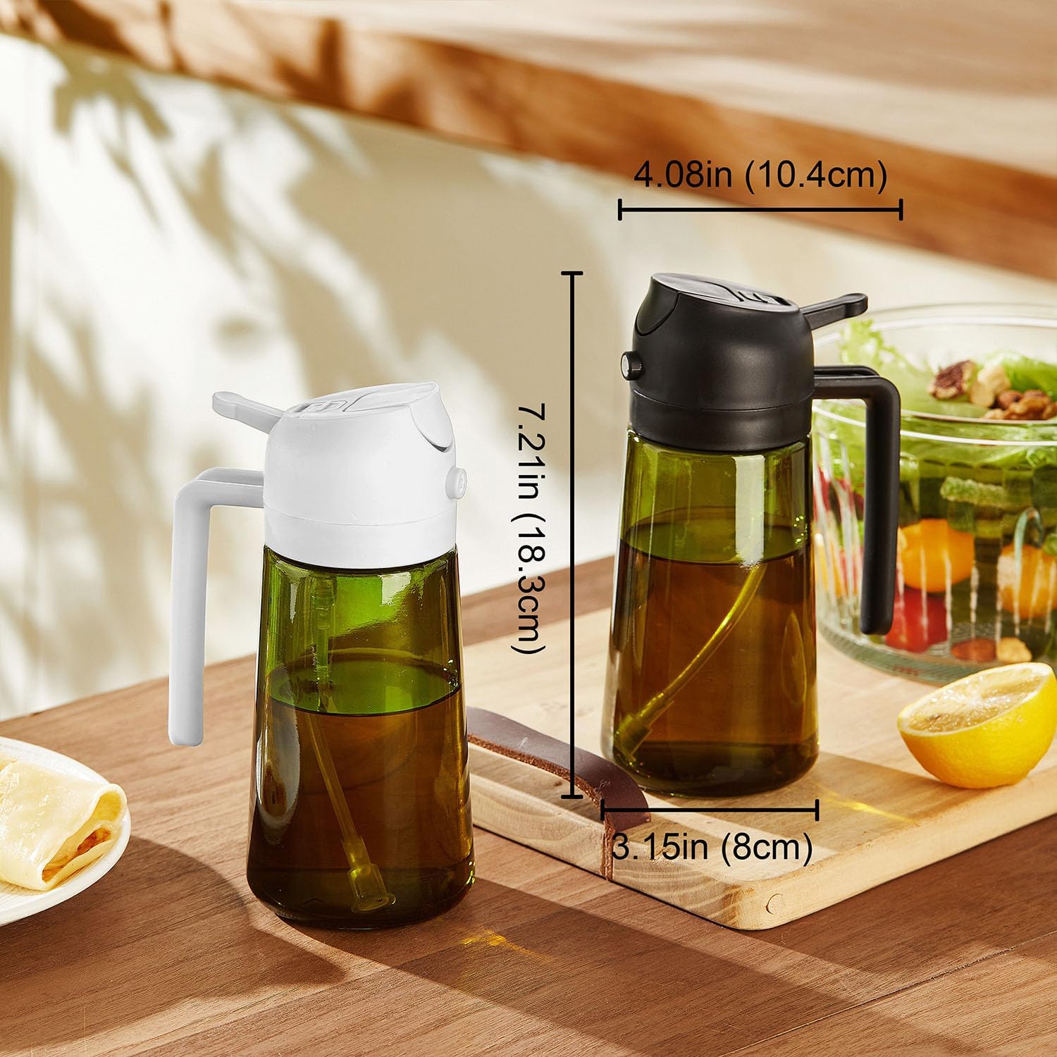 470ml Olive Oil Dispenser Bottle 2 in 1 Spray and Pour BPA Free Light Blocking Black Kitchen Dispenser