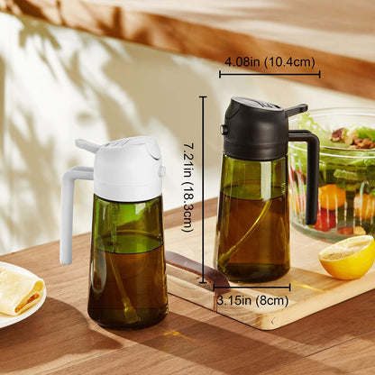 470ml Olive Oil Dispenser Bottle 2 in 1 Spray and Pour BPA Free Light Blocking Black Kitchen Dispenser
