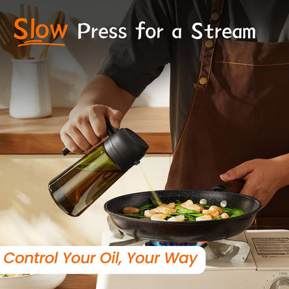 470ml Olive Oil Dispenser Bottle 2 in 1 Spray and Pour BPA Free Light Blocking Black Kitchen Dispenser