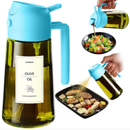 470ml Olive Oil Dispenser Bottle 2 in 1 Spray and Pour BPA Free Light Blocking Black Kitchen Dispenser