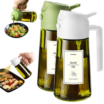 470ml Olive Oil Dispenser Bottle 2 in 1 Spray and Pour BPA Free Light Blocking Black Kitchen Dispenser