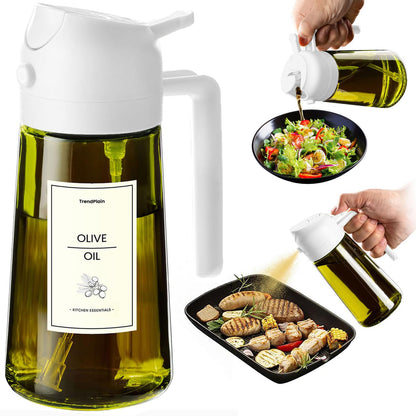 470ml Olive Oil Dispenser Bottle 2 in 1 Spray and Pour BPA Free Light Blocking Black Kitchen Dispenser