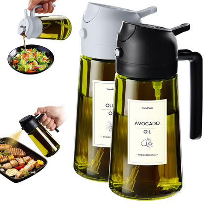 470ml Olive Oil Dispenser Bottle 2 in 1 Spray and Pour BPA Free Light Blocking Black Kitchen Dispenser