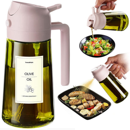 470ml Olive Oil Dispenser Bottle 2 in 1 Spray and Pour BPA Free Light Blocking Black Kitchen Dispenser