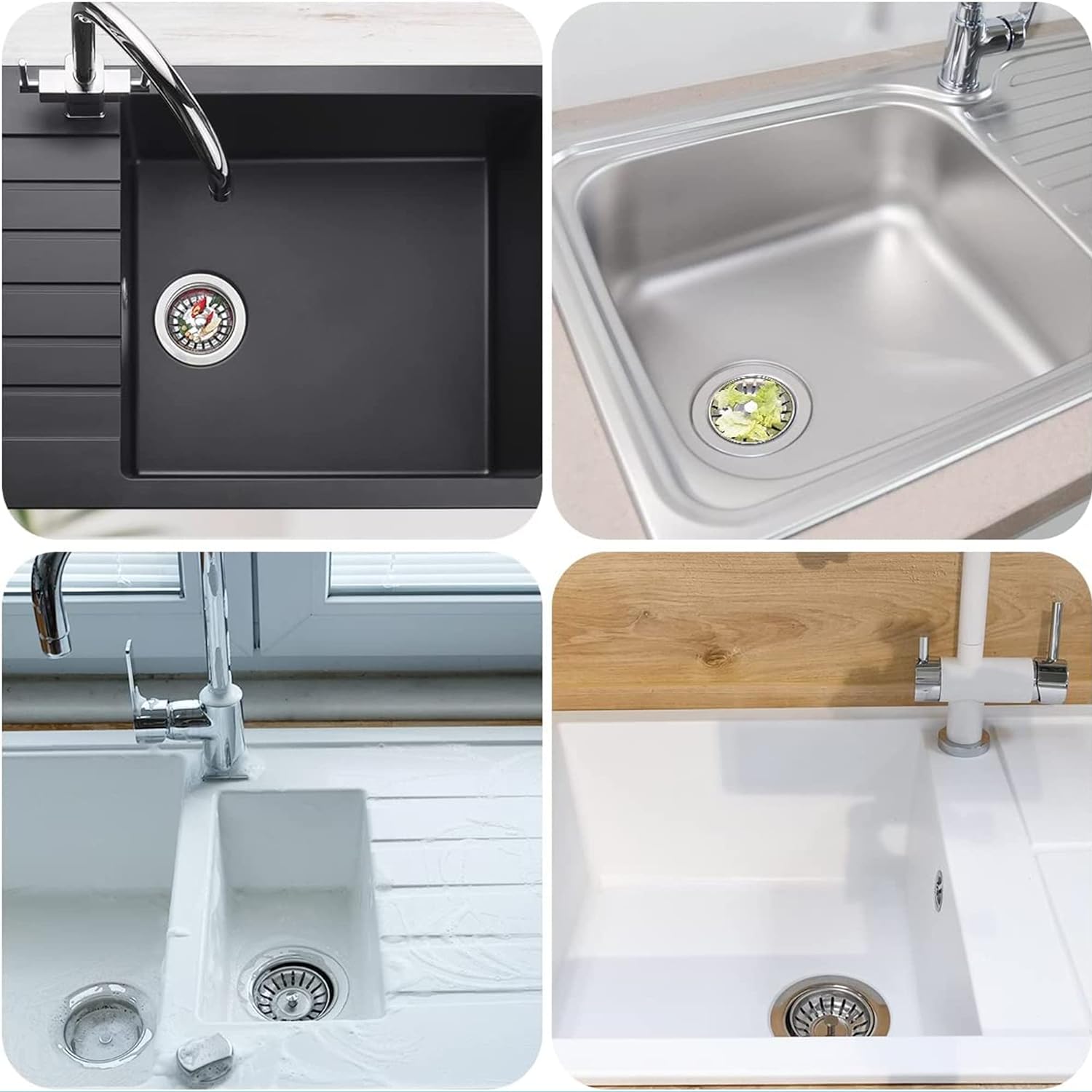 Kitchen Sink Strainer 2 Pack Drain Stopper Anti Clogging Basket 79–83mm Compatibility