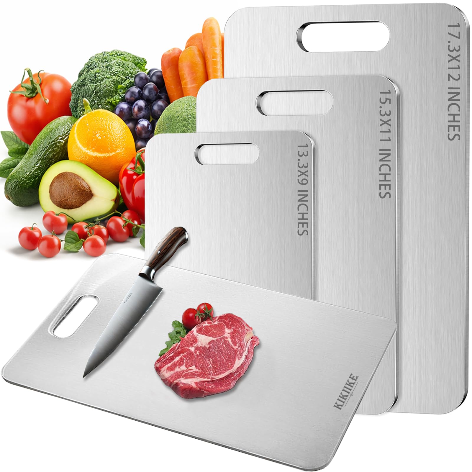 Titanium Cutting Board Double Sided Food Grade Non Stick Durable Easy Clean 13.3 x 9 Inch