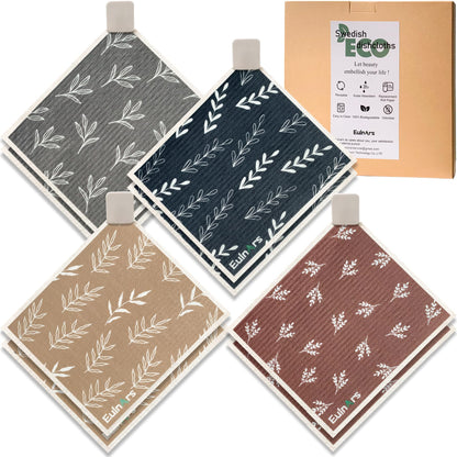 Swedish Dish Cloth 8 Pack Reusable Super Absorbent Quick Dry Kitchen Towels with Clips and Labels